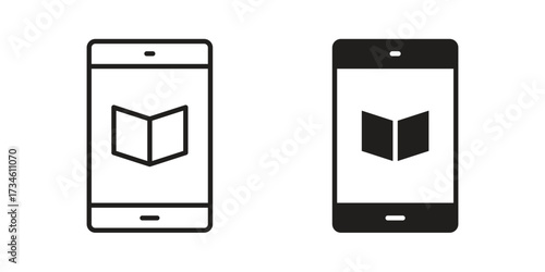 Ebook icons in line stroke outline art and clip art