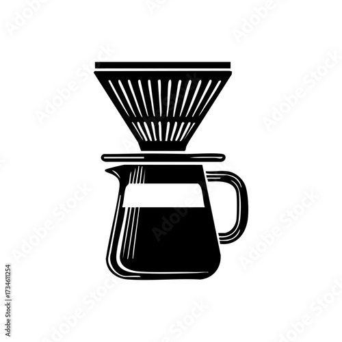 Clean black pour-over coffee dripper design, reflecting specialty brewing and café culture.