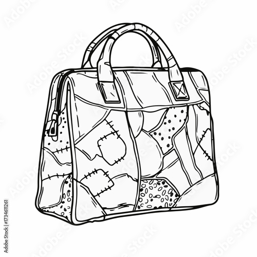 Handcrafted patchwork handbag with a unique, artistic design