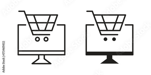 E commerce platform icons in line stroke outline art and clip art
