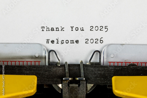 Thank You 2025 , Welcome 2026 , New Year and Christmas Concept	