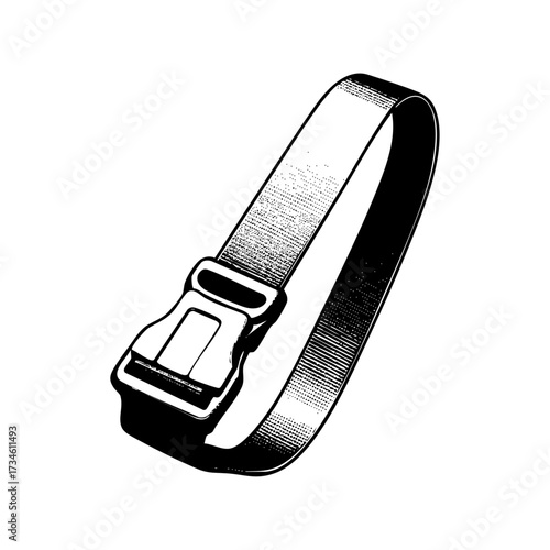 Minimalist vector of a car seatbelt shown diagonally, symbolizing fastening, passenger safety, and secure travel.