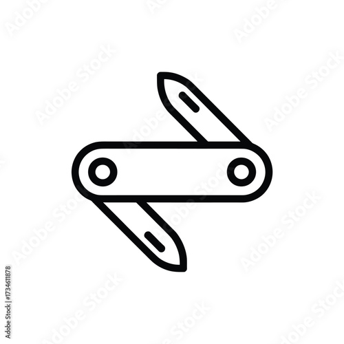 Minimalist outline icon of a swiss army knife with two blades extended