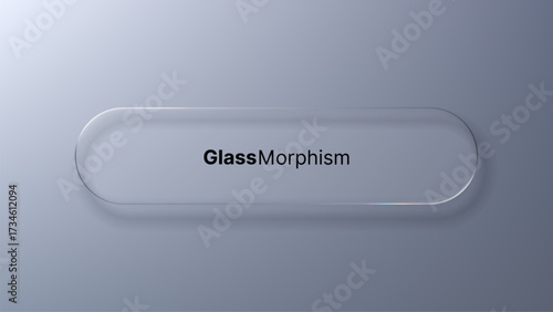 Rounded rectangular glassmorphism vector panel with text on a subtle gray background for modern ui design or presentation.