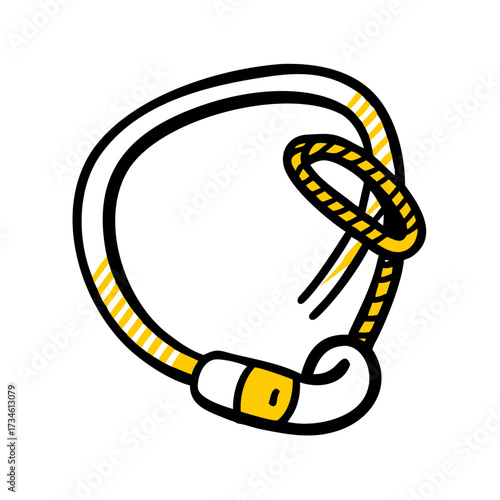 Cable lock with loop design in yellow and black outline style  