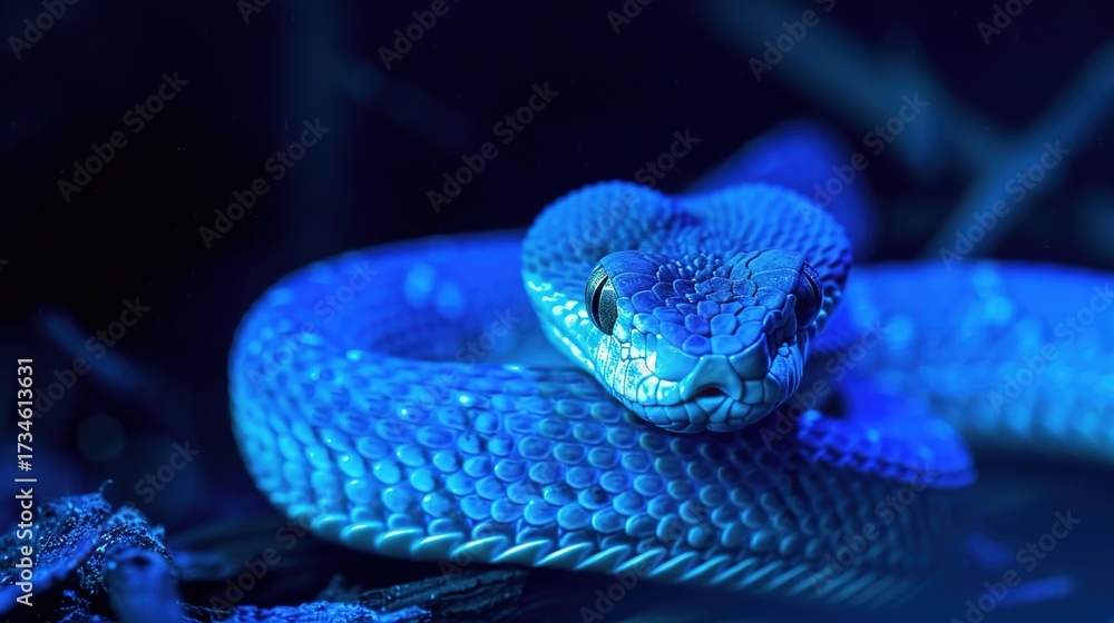 Fototapeta premium All You Need to Know About Blue Vipers – Habitat, Venom Potency, and Unique Blue Coloration for Reptile Enthusiasts