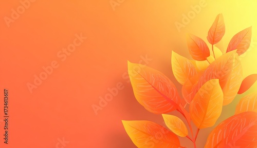 Wallpaper Mural Vibrant autumnal leaves form a striking design against a warm, gradient background. Torontodigital.ca