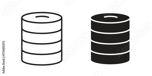 Cylinder database icons in line stroke outline art and clip art