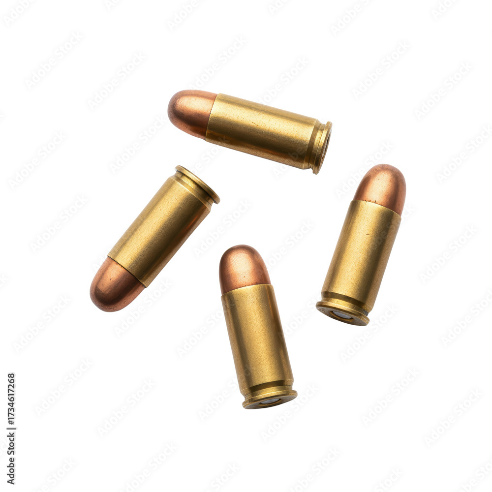 Fototapeta premium Golden projectiles scattered in the void, a symbol of potential force and energy, emphasizing a