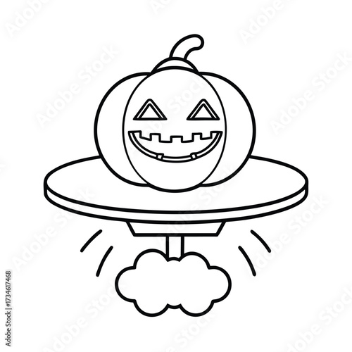 Hologram Pumpkin Head Futuristic Outline Illustration