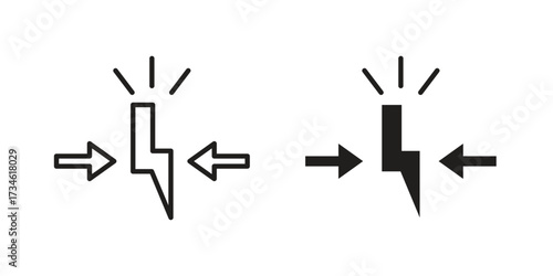 Conflict icons in line stroke outline art and clip art