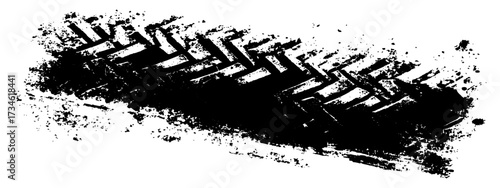 Vector black-and-white tire tracks and skid marks isolated white background. Tire trace track wheels texture and background, Auto tire tread grunge, Car wheel tyre tread track black tyre print, 