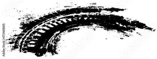 Vector black-and-white tire tracks and skid marks isolated white background. Tire trace track wheels texture and background, Auto tire tread grunge, Car wheel tyre tread track black tyre print, 