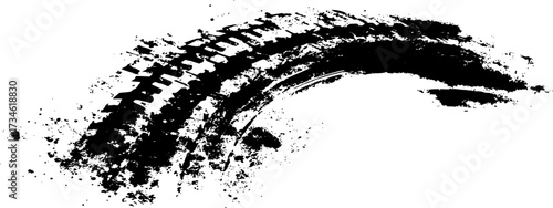 Vector black-and-white tire tracks and skid marks isolated white background. Tire trace track wheels texture and background, Auto tire tread grunge, Car wheel tyre tread track black tyre print, 