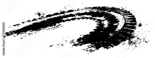 Vector black-and-white tire tracks and skid marks isolated white background. Tire trace track wheels texture and background, Auto tire tread grunge, Car wheel tyre tread track black tyre print, 