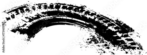 Vector black-and-white tire tracks and skid marks isolated white background. Tire trace track wheels texture and background, Auto tire tread grunge, Car wheel tyre tread track black tyre print, 