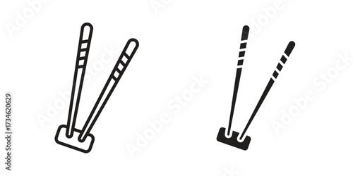 Chopsticks icons in line stroke outline art and clip art