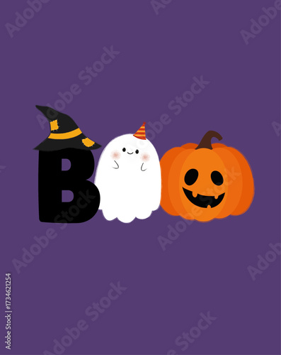 Halloween greeting card, happy Halloween, Halloween ghost