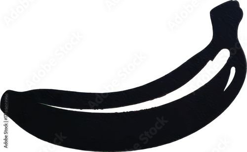 Black silhouette of a banana on a white background