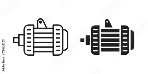 Car alternator icons in line stroke outline art and clip art