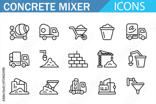 Cement Transportation & Construction Tools Icons