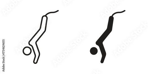 Bungee jumping icons in line stroke outline art and clip art