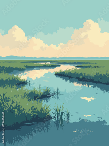 Okavango Delta, Botswana – braided wetland channels among papyrus reed, mosaic of islands and shallow water, no people