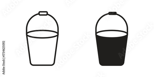 Bucket icons in line stroke outline art and clip art