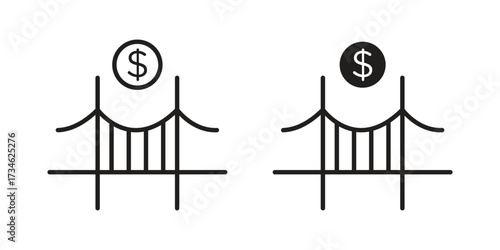 Bridging loan icons in line stroke outline art and clip art