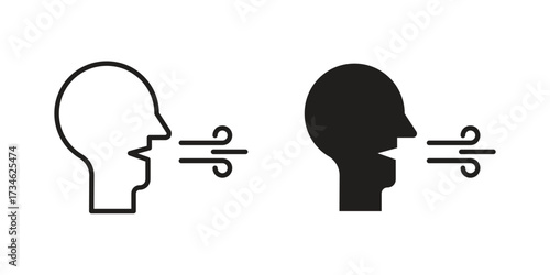 Breath icons in line stroke outline art and clip art