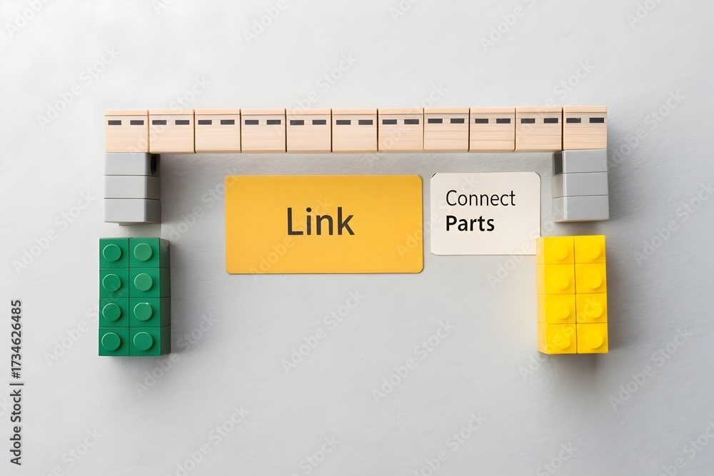 Naklejka premium Overhead view of a bridge-shaped structure made of blocks