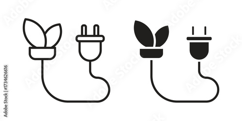 Biomass energy icons in line stroke outline art and clip art