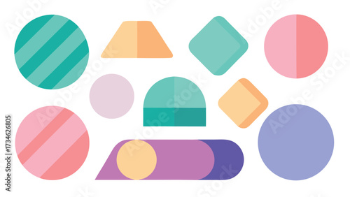 Collection of geometric shapes with soft colors
