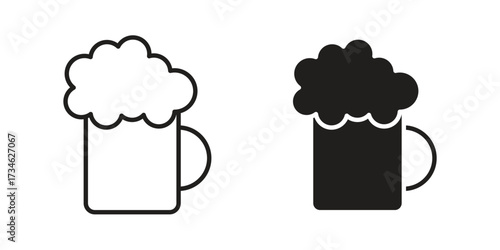Beer icons in line stroke outline art and clip art