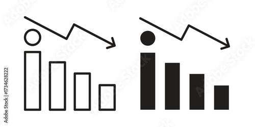 Attrition icons in line stroke outline art and clip art