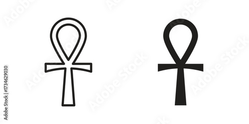Ankh icons in line stroke outline art and clip art