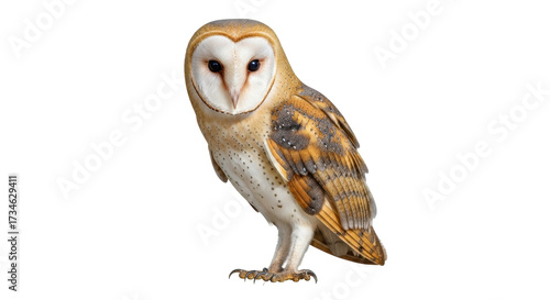 Konstfotografi Isolated barn owl portrait stands, bird of prey, wildlife photography, raptor in