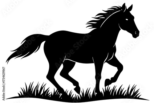 A brown horse galloping in slow motion