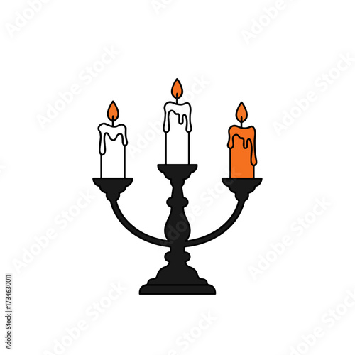 Stylish candelabra with melting candles for contemporary Halloween home decor
