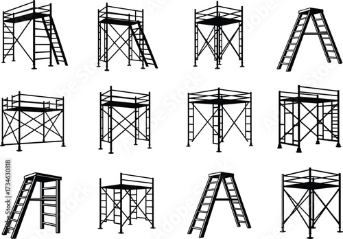 Scaffold, Ladder, Structure, Construction, Building, Framework, Platform, Support, Safety, Work, Repair, Maintenance, Industrial, Metal, Steel, Height, Worker, Equipment, Engineering, Architecture