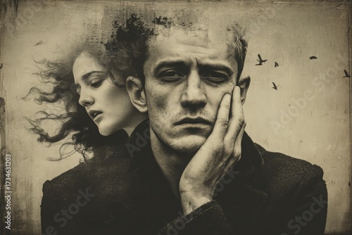 Aesthetic illustration for mental depressive disorder