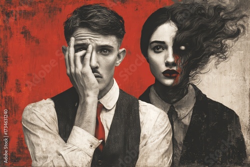 Aesthetic illustration for mental depressive disorder