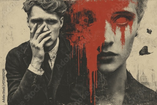 Aesthetic illustration for mental depressive disorder