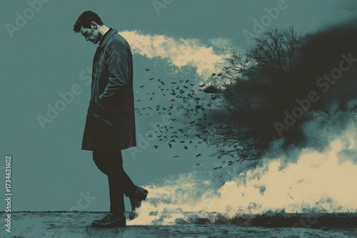Aesthetic illustration for mental depressive disorder