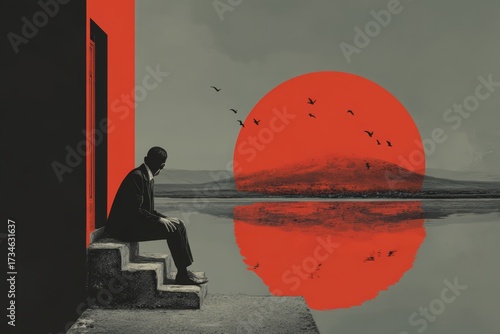 Aesthetic illustration for mental depressive disorder