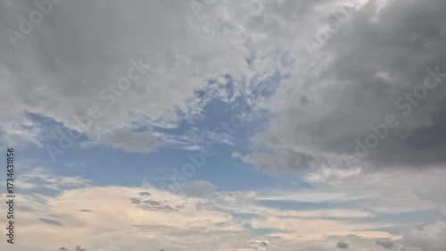Beautiful dark leaden gray textured clouds on a cloudy day at sunset. Time-lapse mode.