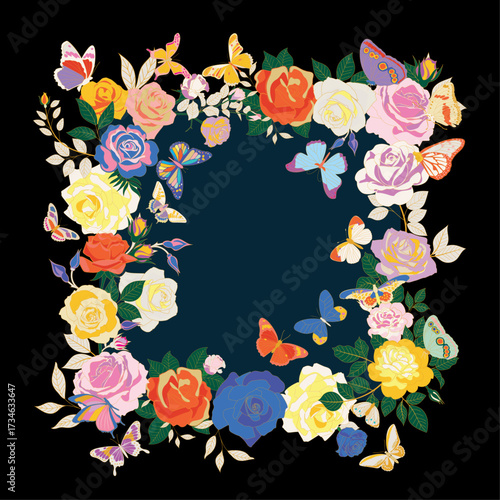 roses and butterflies silk luxury scarf pattern roses luxury silk scarf design