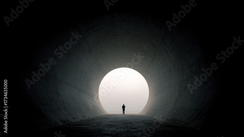 Person entering light tunnel