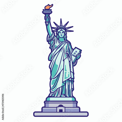 Statue of Liberty illustration symbolizing American freedom and democracy, perfect for educational materials, travel guides, and patriotic designs, evoking a sense of national pride