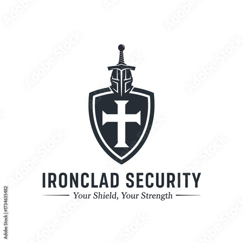 Ironclad Security logo featuring a shield with a cross and a sword, symbolizing protection and strength.